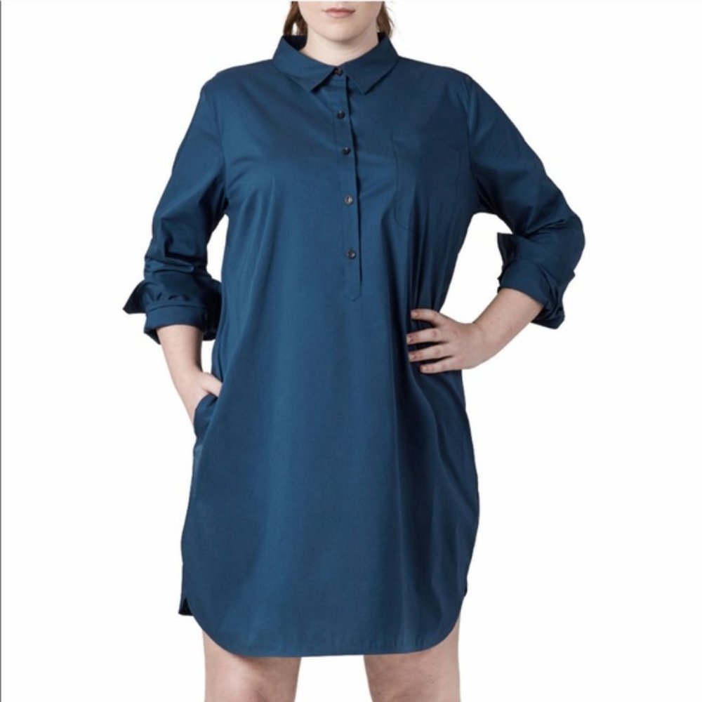 Universal Standard Teal Rubicon Shirt Dress Size Small (14-16)